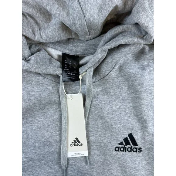 NWT Adidas Grey Heather Feel Cozy Pullover Fleece Hoodie Sz 2XLT Kangaroo Pocket - Picture 3 of 10